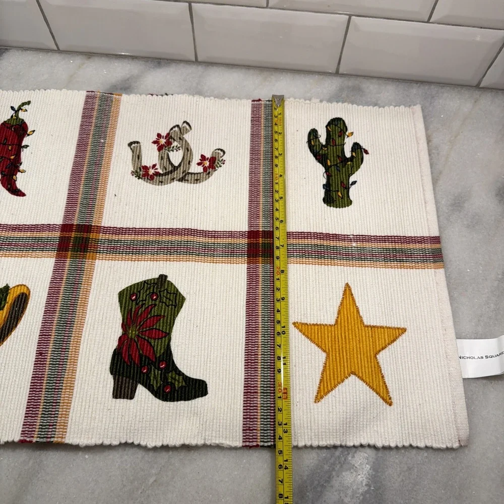 Set Of 4 Vintage St Nick Square Cowboy Western Christmas Placemats 001